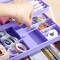 12'' Three-Layer Clear Plastic Storage Box/Tool Box, Multipurpose Organizer and Portable Handled Storage Case for Art Craft and Cosmetic (Purple)